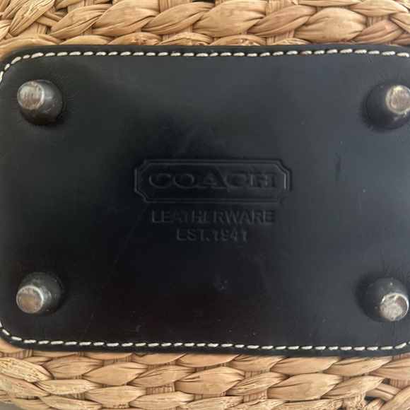 Authentic coach, black leather and tan wicker handbag, satchel. Large size - Picture 7 of 13
